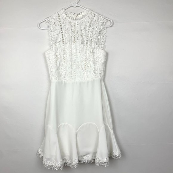 NWT HEARTLOOM Cammie Sleeveless Lace Mini Dress Eggshell White XS - Picture 3 of 10